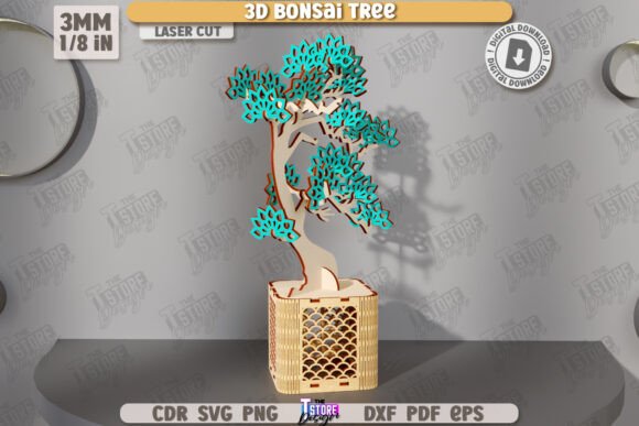 3D Bonsai Tree Laser Cut DIY Ornament for Creative Sellers
