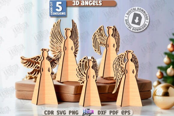3D Christmas Angels Laser Cut Bundle for Winter Amp Creations