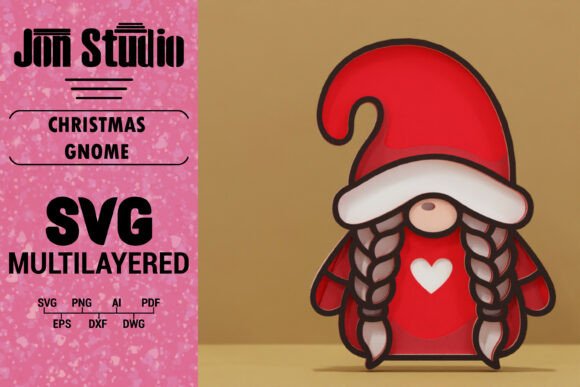 3d Christmas Cute Gnome Laser Cut SVG Graphics and Crafts