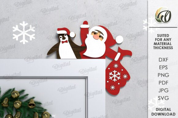 3D Christmas Door Corner Laser Cut