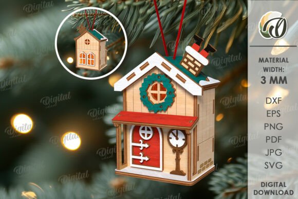 3D Christmas House Tree Ornament Laser Cutting Review