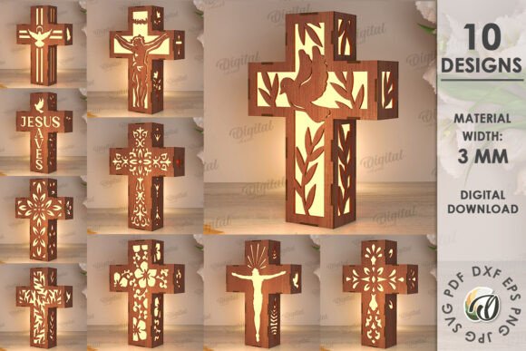 3D Cross Lamps Laser Cut Bundle: A Design Asset for Modern Branding