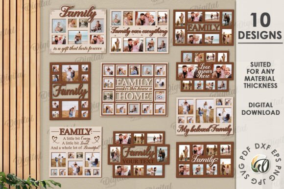 3D Family Photo Frame Bundle Laser Cut