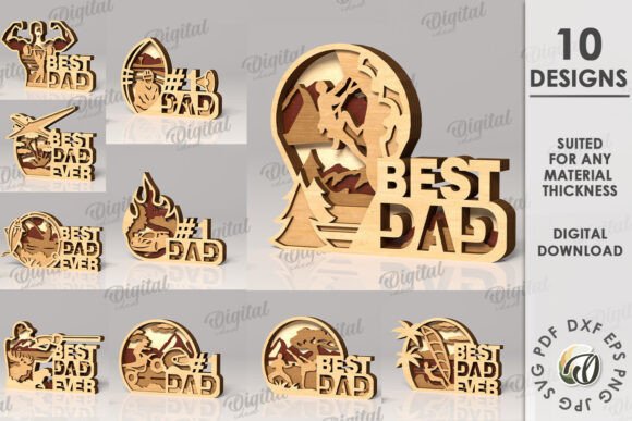3D Father s Day Layered Decors Bundle