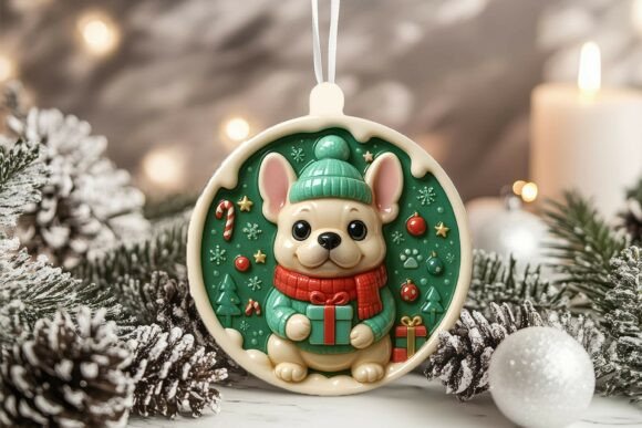 3D French Bulldog Dog Xmas Ornament Graphics and Illustrations Review