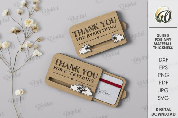 3D Gift Card Holder with Slider Graphics for Laser Engraving