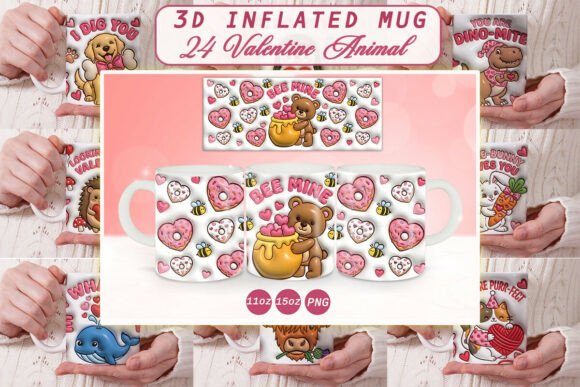 3D Inflated Valentine Animal Mug Wrap Graphics and Crafts Review