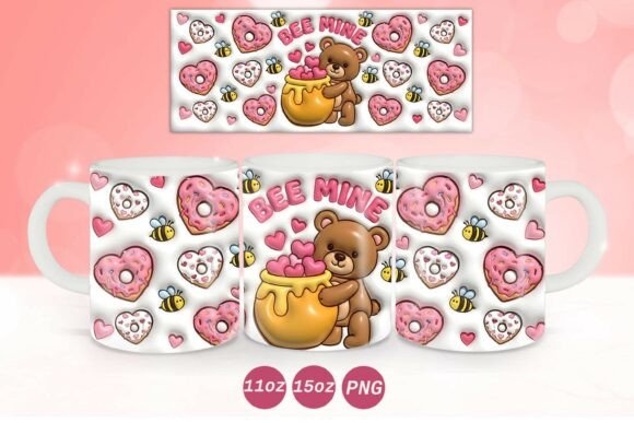 3D Inflated Valentine Bear Mug Wrap PNG Graphics and Crafts Review