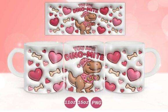 3D Inflated Valentine Dinosaur Mug Wrap: Graphics and Crafts Review