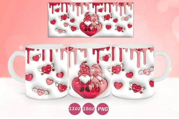 3D Inflated Valentine Gnome Mug Wrap PNG Graphics and Crafts Review