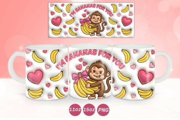 3D Inflated Valentine Monkey Mug Wrap Graphics and Crafts Review