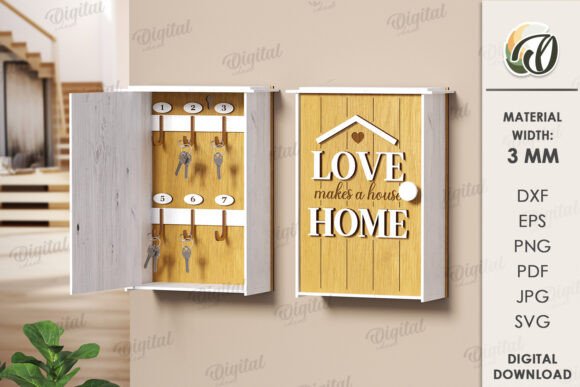 3D Key Organizer Box Laser Cut