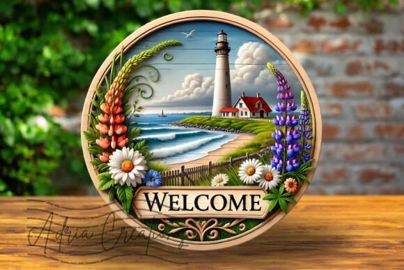 3D Lighthouse Round Welcome Sign Graphics and Crafts Review