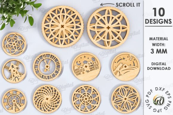 3D Mechanical Coasters Laser Cut Bundle
