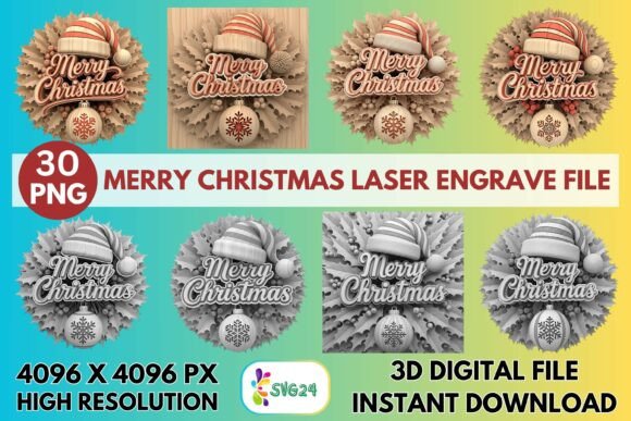 3d Merry Christmas Laser Engrave File Graphics