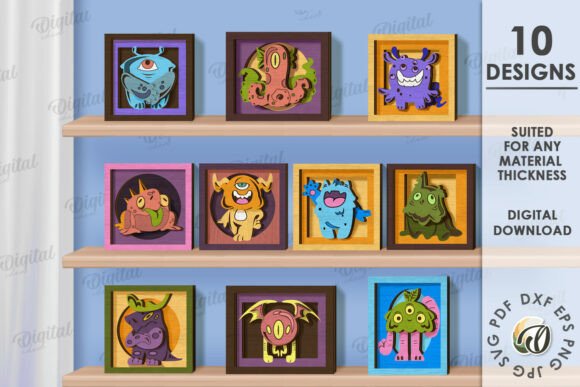3D Monster Layered Decors for Laser Engraving and Graphics Projects