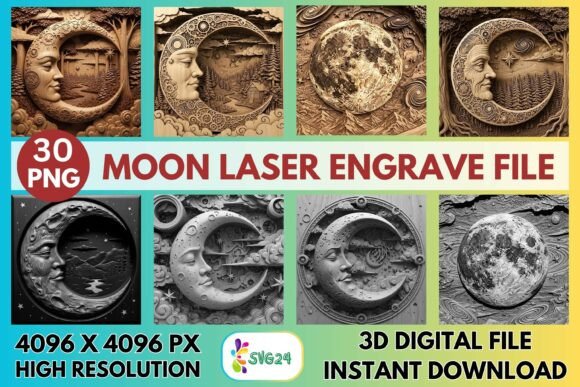 3D Moon Laser Engrave File: Graphics for Laser Engraving