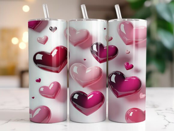 3D Pink Hearts Valentine 20oz Tumbler Graphics and Tumbler Wraps Review