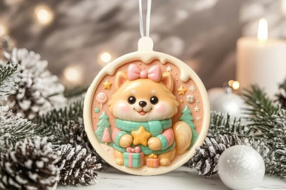 3D Pomeranian Dog Xmas Ornament Graphics and Illustrations Review