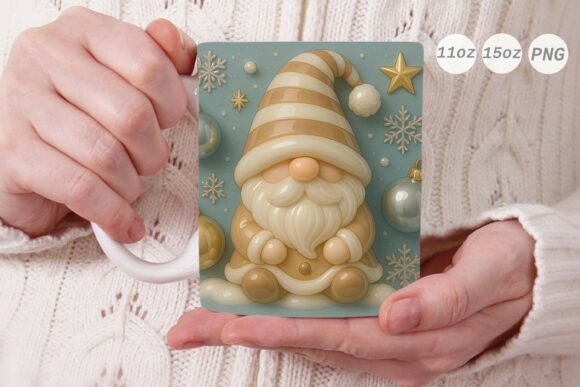 3D Porcelain Effect Gnome Xmas Mug Wrap Graphics and Crafts Review