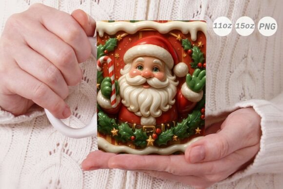 3D Porcelain Effect Santa Xmas Mug Wrap Graphics and Crafts Review