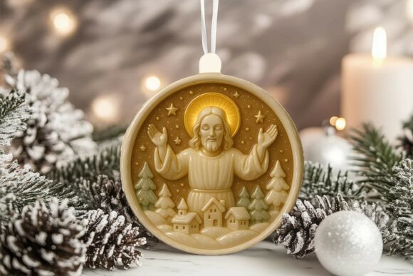 3D Porcelain Effect Xmas Jesus Ornament Graphics and Illustrations Review