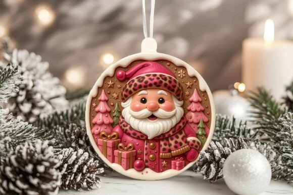 3D Porcelain Santa Christmas Ornament