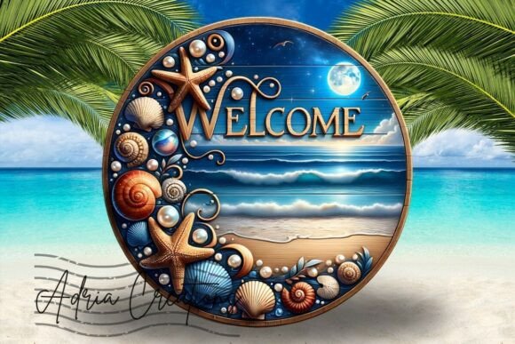 3D Seashells Welcome Sign Sublimation for Crafts and Graphics