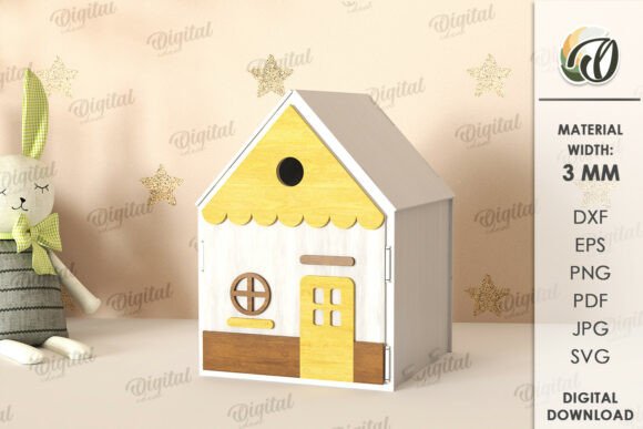 3D Wooden Children s House Box Laser Cutting Other Toys Amp