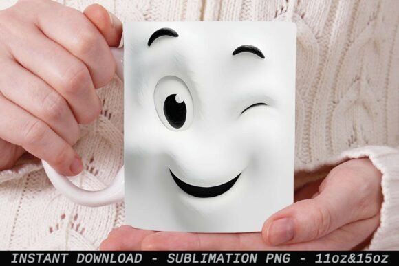 Funny Expression Face 3D Mug Wrap PNG: A Graphic Design Asset for Crafts