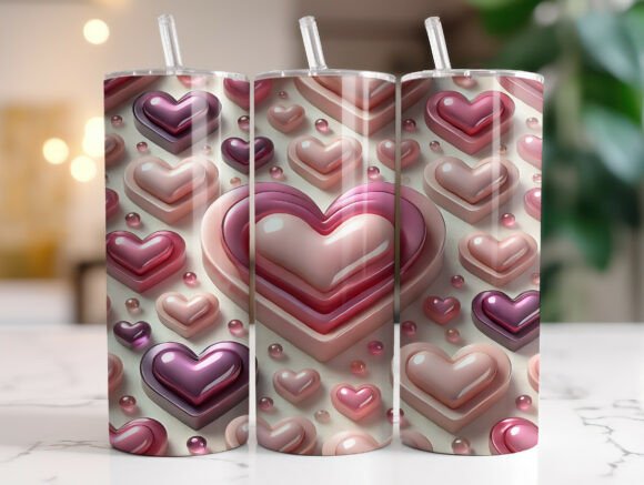 Glossy 3D Pink Hearts Valentine Tumbler Review