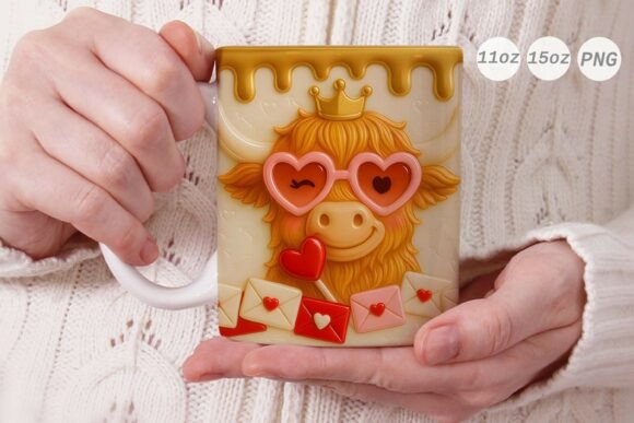Valentine Highland Cow 3D Mug Wrap PNG: A Graphics and Crafts Review