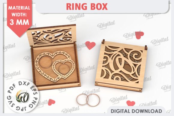 Wedding Ring Box Laser Cut. 3D Ring Box
